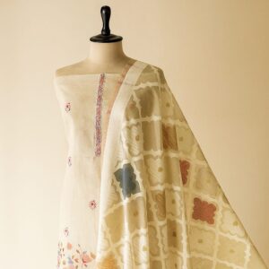 Chanderi With Thread Embroidery Unstitched Suit