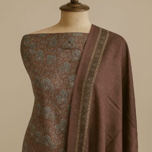 Tusser With Ajrakh Print Unstitched Suit