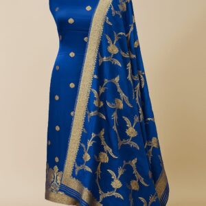 Silk Satin Golden Zari Unstitched Suit