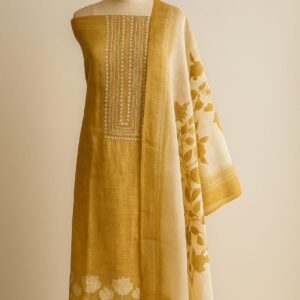 Chanderi Printed With Embrodairy Unstitched Suit
