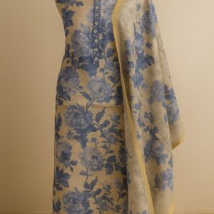 Chanderi Floral Printed Unstitched Suit Set