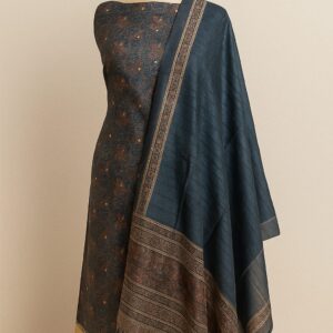 Tusser With Ajrakh Print Unstitched Suit