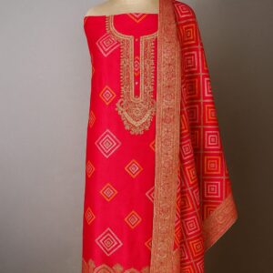 Organza Dabka & Bandhej Unstitched Suit