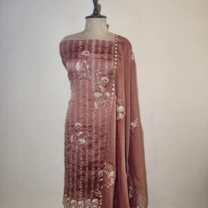 Organza With Ivory Floral Embroidery Unstitched Suit