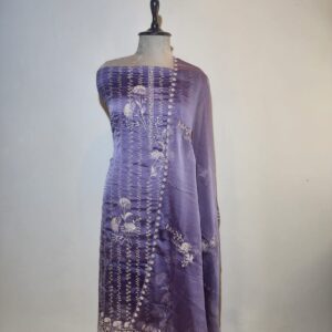 Organza With Ivory Floral Embroidery Unstitched Suit