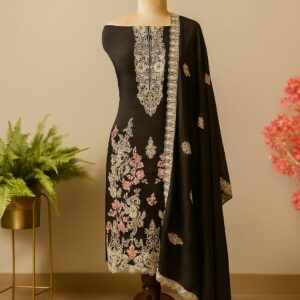 Chinon Floral Embroidery Unstitched Suit