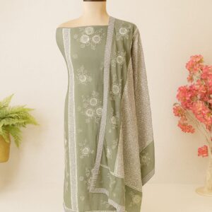 Chanderi With Thread Embroidery Unstitched Suit