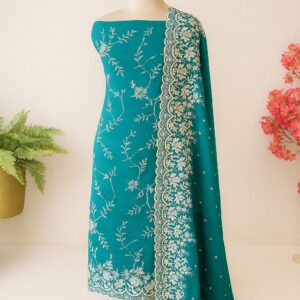 Chinon Silk Floral Embroidery Unstitched Suit