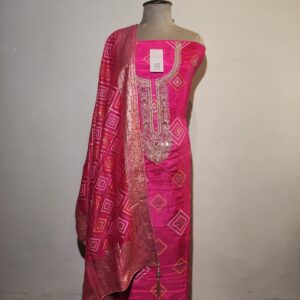 Organza Silk Dabka & Bandhej Unstitched Suit