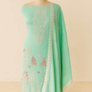 Chinon Silk Floral Embroidery Unstitched Suit