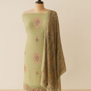 Chanderi With Thread Embroidery Unstitched Suit