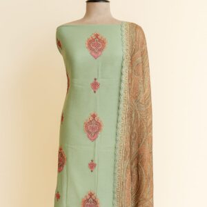 Chanderi With Thread Embroidery Unstitched Suit