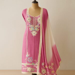 Mul Embroidery & Mirror Work Unstitched Suit