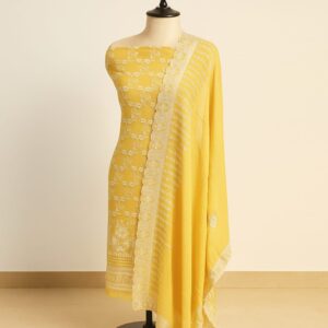 Chiffon Silk Floral Embroidery Unstitched Suit