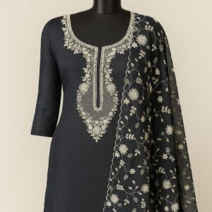 Organza Silk Floral Embroidery Unstitched Suit