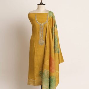 Tissue Thread Embroidery Unstitched Suit