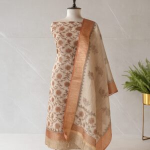 Kota Tissue Block Prints Unstitched Suit