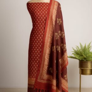 Tusser Block Prints Unstitched Suit