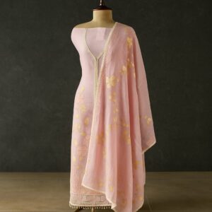 Mul With Floral Embroidery Unstitched Suit