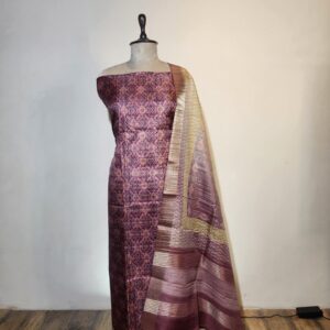 Tusser Ikkat Printed Unstitched Suit