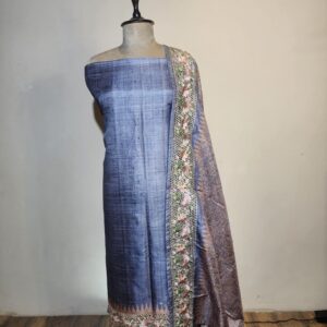 Tusser Solid With Embroidery Unstitched Suit