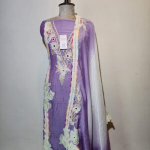 Mul Embroidery & Mirror Work Unstitched Suit