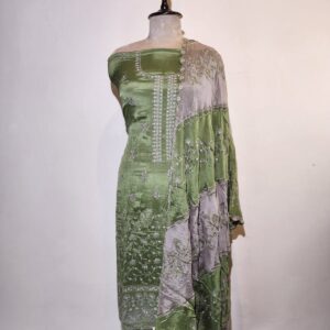 Chinon Silk Floral Embroidery Unstitched Suit