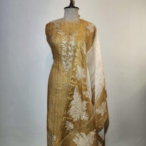 Chanderi Printed With Embroidery Unstitched Suit