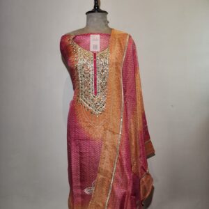 Tissue Gota & Bandhej Unstitched Suit
