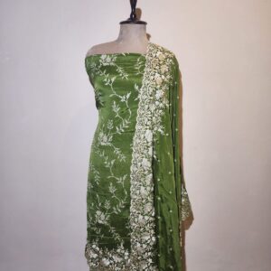 Chinon Silk Floral Embroidery Unstitched Suit