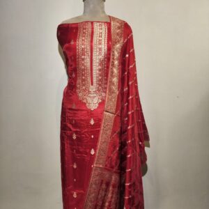 Dola Silk Golden Zari Embroidery Unstitched Suit