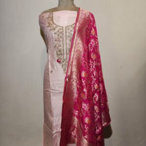Chanderi Zardozi Embroidery Unstitched Suit
