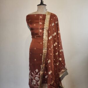 Silk Golden Zari Unstitched Suit